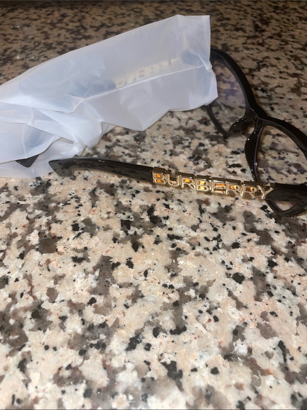 Burberry Black Frames with Gold Logo Temples